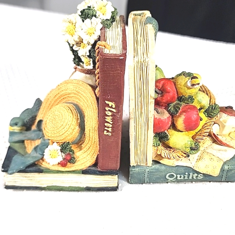 Decorative Bookends with Flowers and Fruits